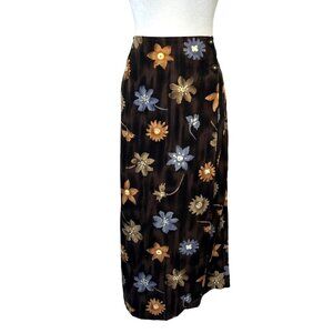 String Bean Vintage 80s 90s Wrap Midi Skirt funky Boho Floral Ladies Size M/L